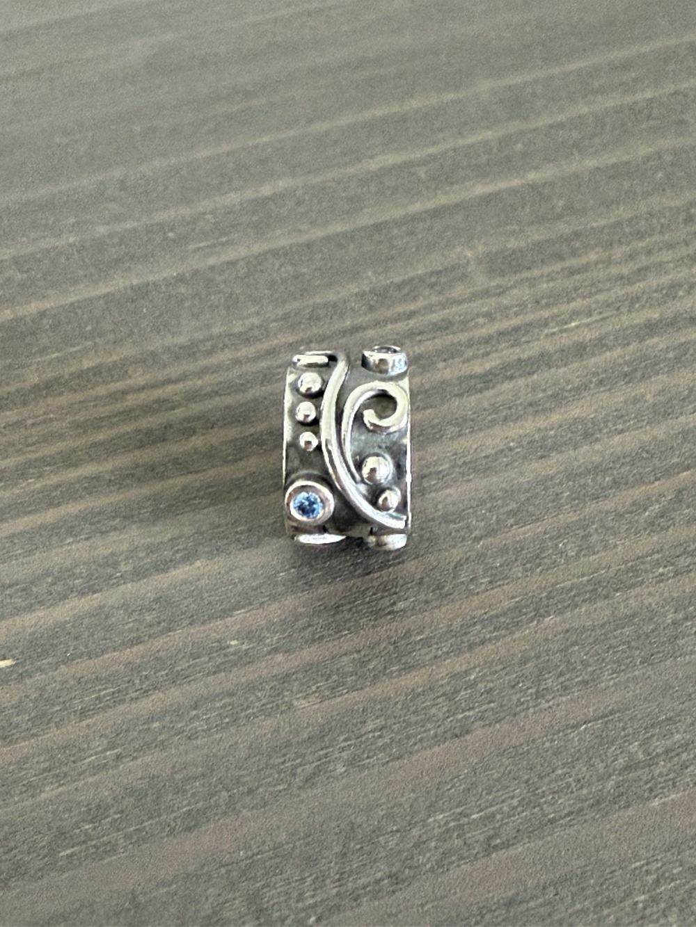 Pandora ALE S925 Sterling Silver Clip Charm with Blue Gem